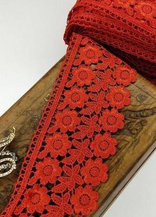(1 метр) кружево макраме sindtex 7,5см цвет - красный (25м-f1375e1-5)