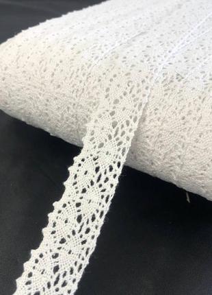 (1 метр) хлопковое кружево 2,5 см (лен) - белое (м6429-1)