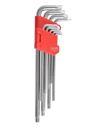 Набор ключей carlife cr-v matt г-образных тор-х с отвер-м, t10-50, длинные, 9шт