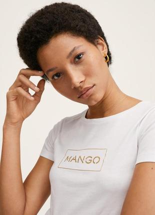 Футболка, футболка mango, футболка лого хлопок футболка фирменная с лого