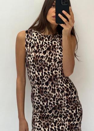 Платье zara, платье с животным принтом zara, платье с анималистическим принтом zara