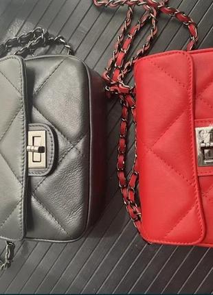 Червона маленька шкіряна сумка через плече жіноча італійська кросс-боді