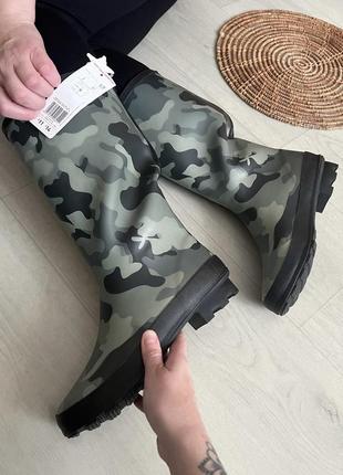 Нові теплі гумові чоботи f&f