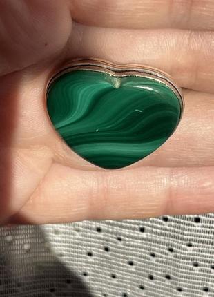 Кільце малахіт серце 3