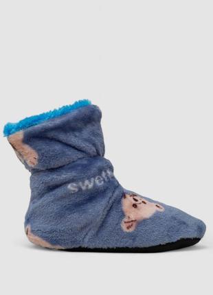Тапочки-чобітки домашні плюшеві для дітей, колір джинс, 102r1003