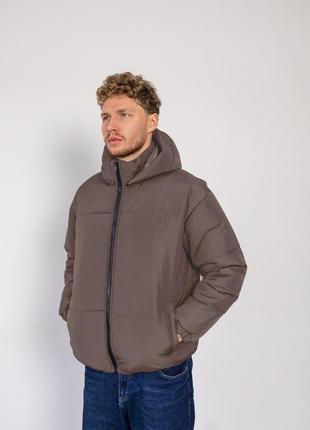 Зимняя oversize куртка со съемным капюшоном