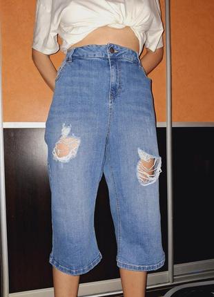 Шикарні жіночі джинсові шорти бриджі бойфренд батал великі стрейч denim 18