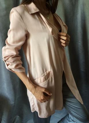 Женский летний  розовый тренч  пиджак из  натуральной ткани