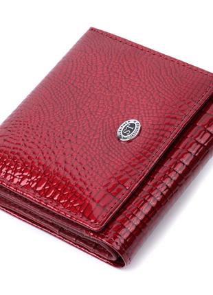 Компактный кошелек для женщин из натуральной лакированной кожи st leather 22687 красный