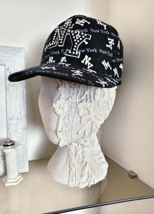 Женская хлопковая черная принтованная кепка бейсболка New York-Erк new - york ny 56 см обьем