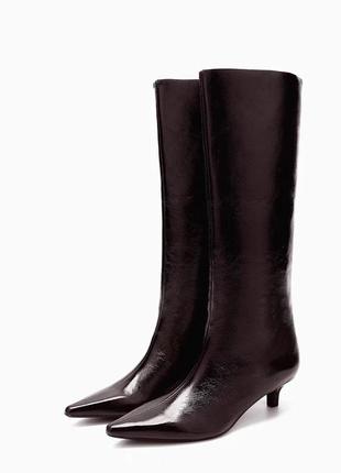 Сапоги на каблуке китен хил zara2 фото