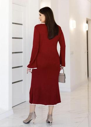 Бордова ангорова сукня міді / сукня бургунді10 фото