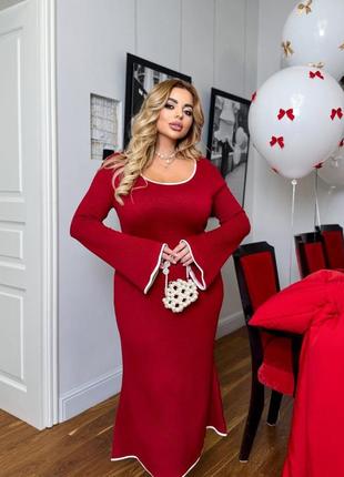 Бордова ангорова сукня міді / сукня бургунді3 фото