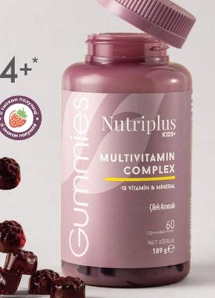 Желейні вітаміни kids+multivitamin complex nutriplus, 60 штук
