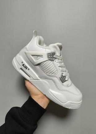 Утепленные кроссовки на меху Fragment air jordan 4 retro white fur