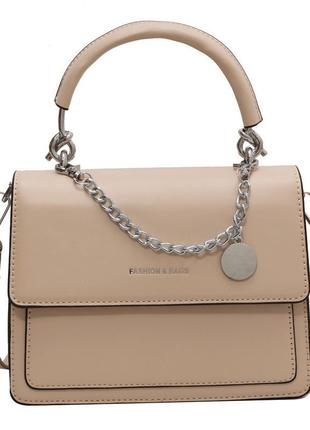 Женская сумка 2088 кросс-боди на ремешке через плечо бежевая