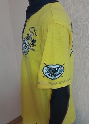 Шикарная хлопковая футболка поло жёлтого цвета camp david australia made in turkey4 фото