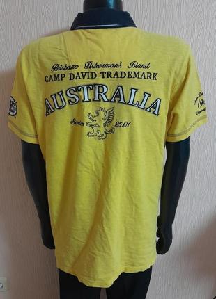 Шикарная хлопковая футболка поло жёлтого цвета camp david australia made in turkey7 фото
