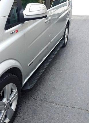 Боковые пороги x5-тип black (2 шт, алюм) длинная база для mercedes viano 2004-2014 гг