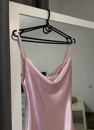 Сукня сатинова міні рожева4 фото