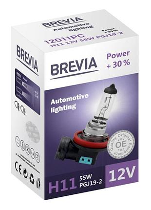 Галогеновая лампа brevia h11 12v 55w pgj19-2 power +30% cp