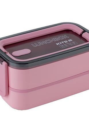 Ланчбокс kite, подвійний, з наповненням, 1400 мл, рожевий