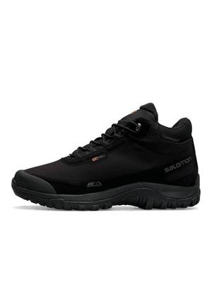 Кросівки осінь - зима salomon shelter black white orange fur 44