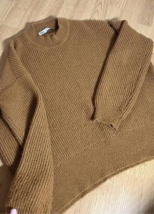 Женский коричневый вязаный свитер zara