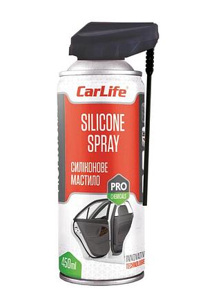 Смазка силиконовая carlife silicone spray professional, 450мл