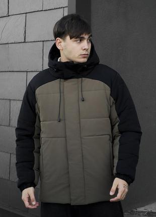Молодежная зимняя куртка staff ho black & dark khaki