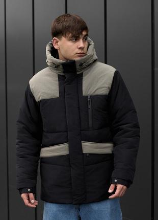 Двухцветная зимняя куртка staff nex black & gray
