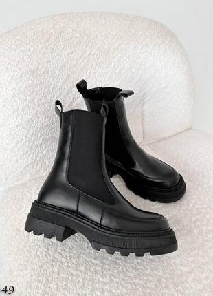Кожаные зимние ботинки челси