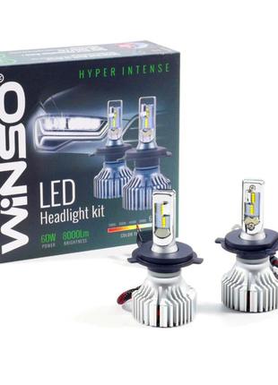 Led автолампа winso h4 12/24v 60w 8000lm 6500к zes chip, 2шт
