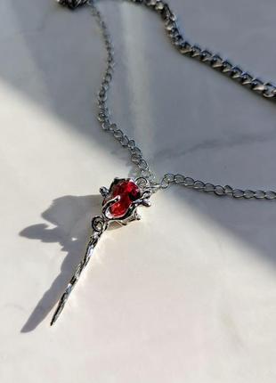 Кулон chrome hearts plate silver double ring