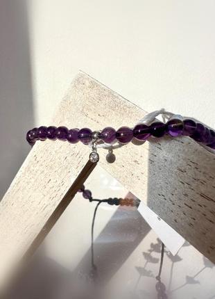 Ns.jem🌸 аметистовый браслет с золотым шармом белое золото 585