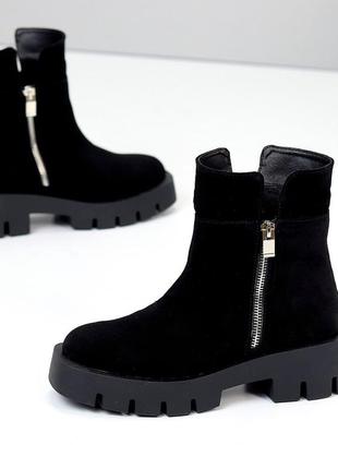 Черевики чорні замшеві жіночі