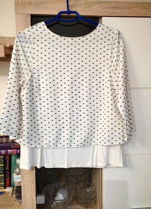 Блуза белая в черную точку размер s, m