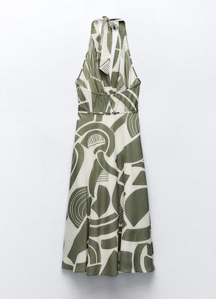 Сукня з принтом і коміром хальтер від zara, розмір м**8 фото