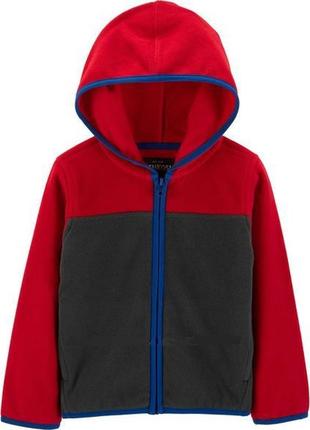 Carters флиовая кофта поддева слип реглан картерс с капюшоном red blue black