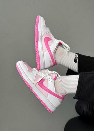 Женские кроссовки nike dunk pink white