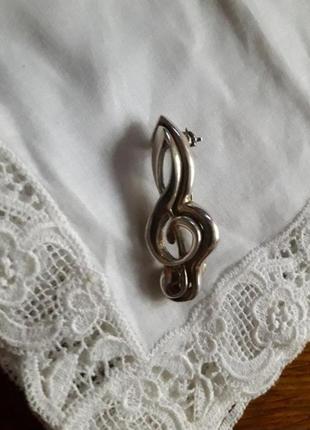 Винтаж винтажная 925 серебряное серебро брошь скрипичный ключ.