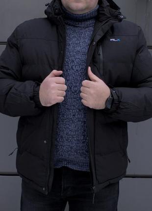 Черная зимняя стеганая куртка батал