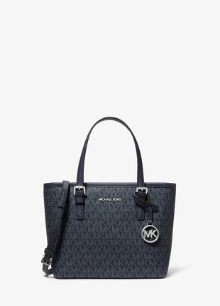 Сумка женская michael kors jet set travel экстра-с черная лого серебряная фурнитура