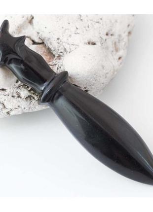Нож магический черный обсидиан, природный минерал ,защита от отрицательных энергий