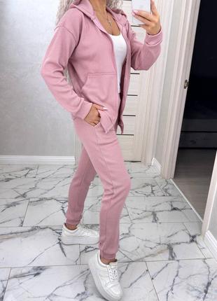 Теплий жіночий спортивний костюм рубчик з начісом s, m, l, xl