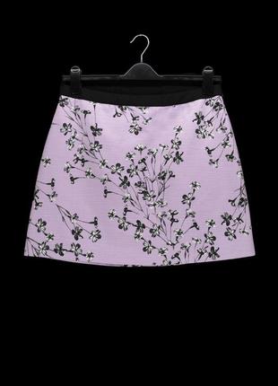 Юбка трапеция "miss selfridge" сиреневая с цветочным принтом, uk14/eur42.