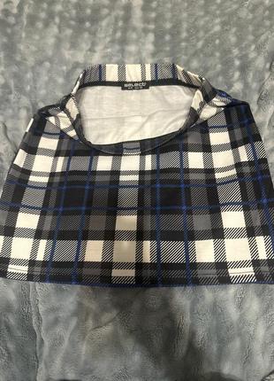 Юбка в клетку сине белая2 фото