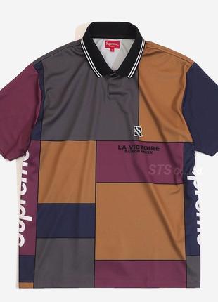 Футболка мужская supreme colorblocked soccer polo в фиолетовом цвете..