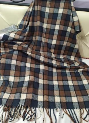 Более Шикарний кашемировый базовый шарф-палантин в клетку