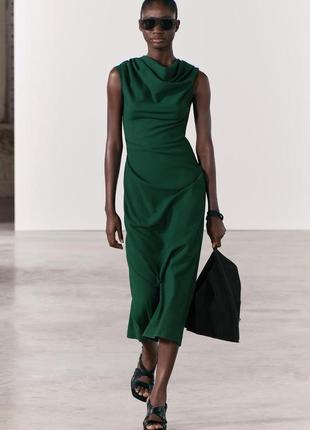 Zara роскошное платье миди из тонкой шерсти